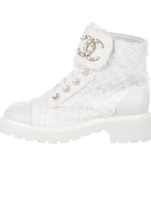 Load image into Gallery viewer, Chanel Tweed Ankle Combat Boots