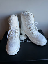 Load image into Gallery viewer, Chanel Tweed Ankle Combat Boots
