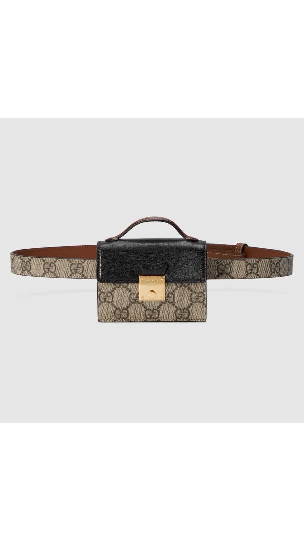 Gucci Supreme Monogram Calfskin Mini Padlock Top Handle Belt Bag