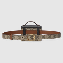 Load image into Gallery viewer, Gucci Supreme Monogram Calfskin Mini Padlock Top Handle Belt Bag
