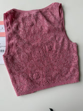 Load image into Gallery viewer, Chanel 2022 pink sparkle camellia knit crop top
