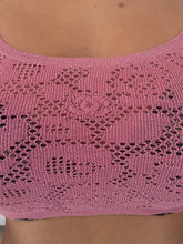 Load image into Gallery viewer, Chanel 2022 pink sparkle camellia knit crop top
