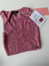Load image into Gallery viewer, Chanel 2022 pink sparkle camellia knit crop top
