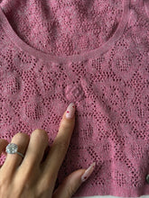 Load image into Gallery viewer, Chanel 2022 pink sparkle camellia knit crop top

