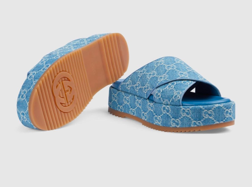 Brand new in the box, Gucci, jean platform, sandals