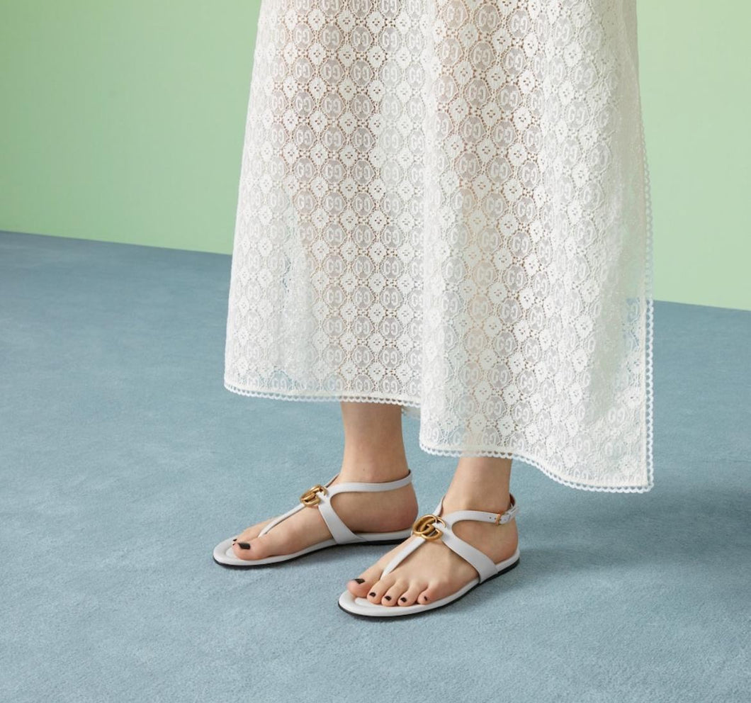 Gucci, white sandals