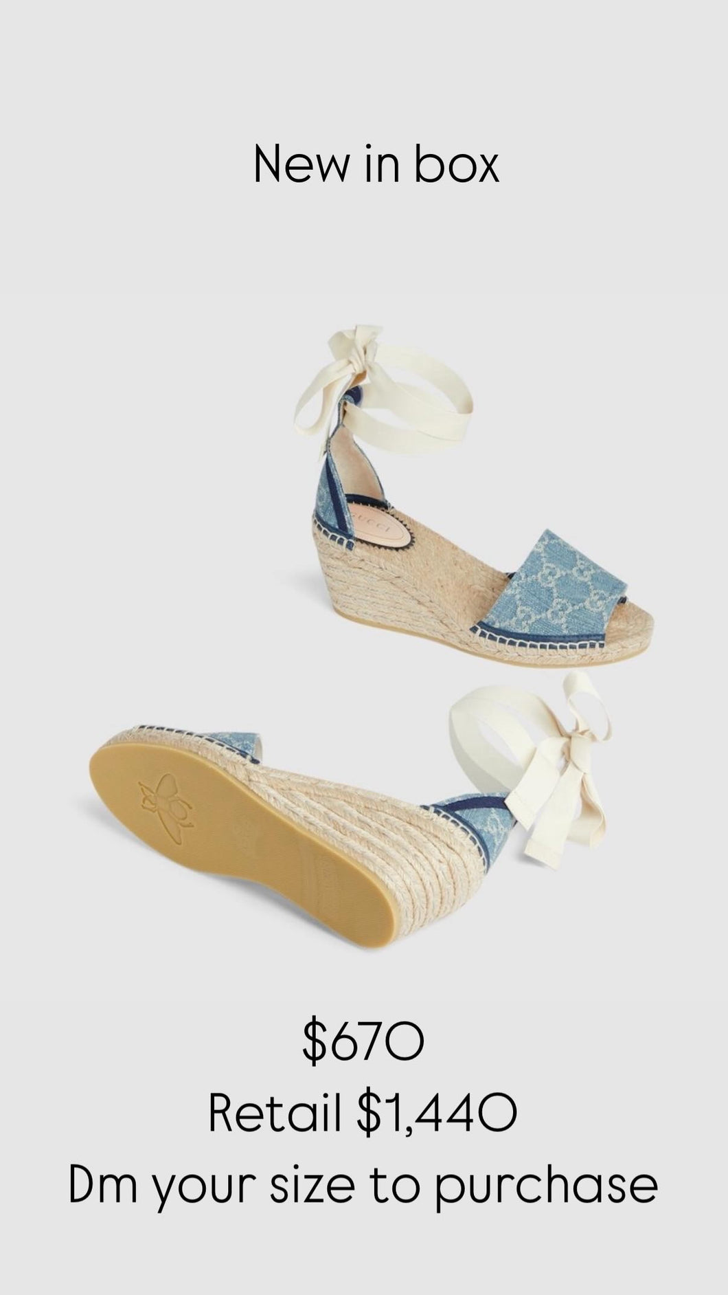 Brand new in the box Gucci wedges