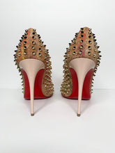 Load image into Gallery viewer, Womens Christian Louboutin Follies Spikes 100 Cork Blooming/Pat Heels
