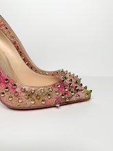 Load image into Gallery viewer, Womens Christian Louboutin Follies Spikes 100 Cork Blooming/Pat Heels
