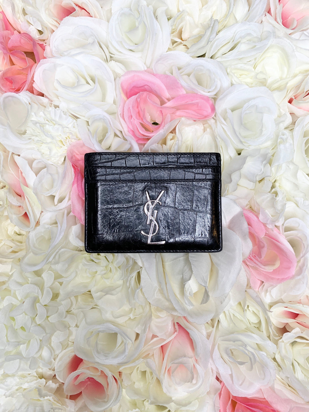 Unisex Saint Laurent Crocodile Cardholder