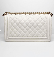 Load image into Gallery viewer, Womens Chanel WHITE CAVIAR GHW OLD MED BOY (2019) Handbag
