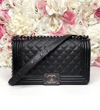 Load image into Gallery viewer, Womens Chanel BLK CAVIAR RHW OLD  HandbagMED BOY
